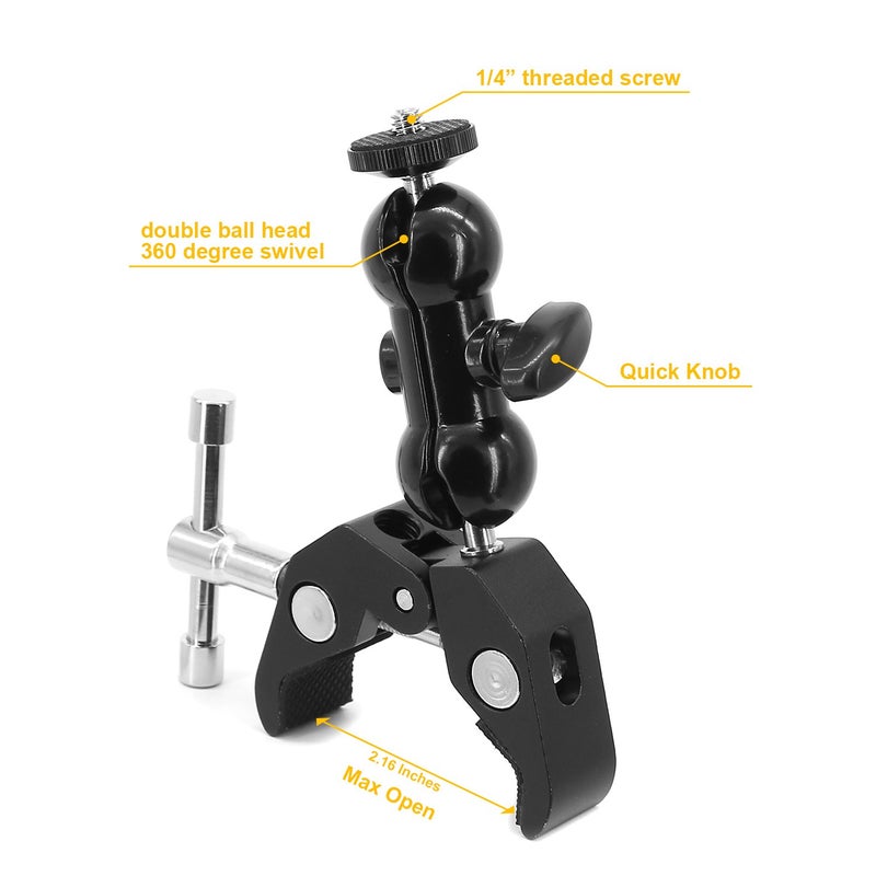 Anwenk 2Pack Camera Clamp Mount Monitor Mount Bracket Double Ballhead Ball Arm with Super Clamp Compatible with Ronin M Ronin MX Freefly MOVI - Image 2